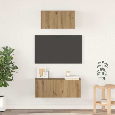 Juego de muebles de TV 2 pcs Roble artisan 80 x 30 x 30 cm