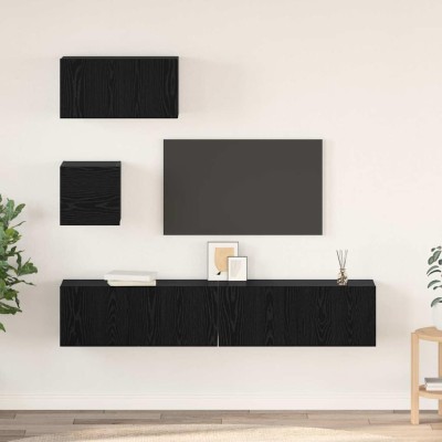 Conjunto de mueble de TV 4 pcs Roble negro 80 x 30 x 30 cm