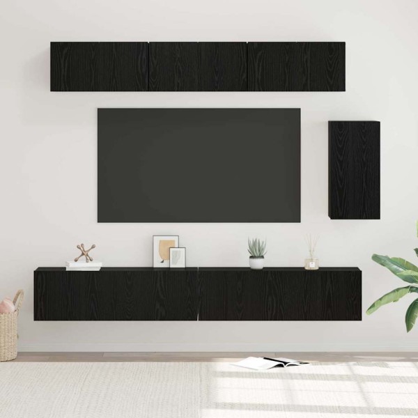 Conjunto de mueble de TV 6 pcs Roble negro 100 x 30 x 30 cm