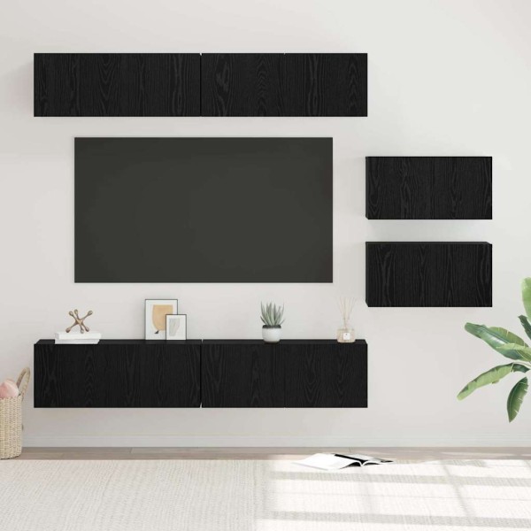 Conjunto de mueble de TV 6 pcs Roble negro 80 x 30 x 30 cm