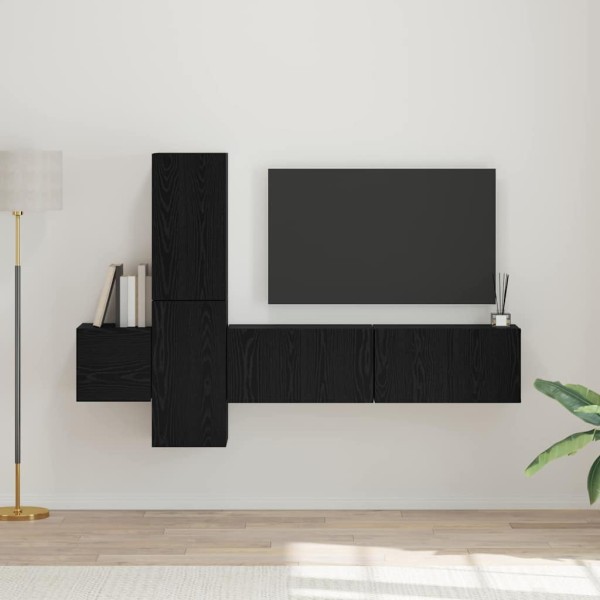Conjunto de mueble de TV 5 pcs Roble negro 181 x 30 x 120 cm