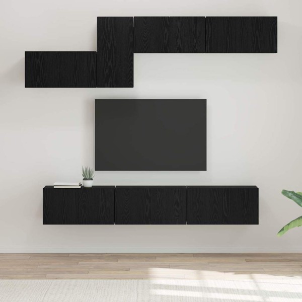 Conjunto de mueble de TV 7 pcs Roble negro 60 x 30 x 30 cm