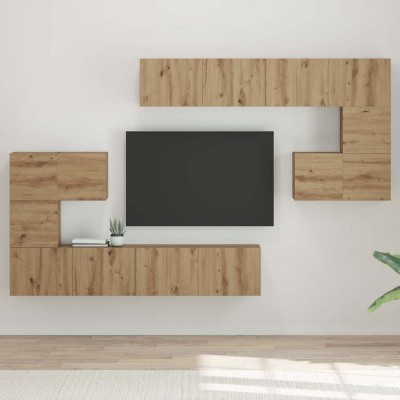 Conjunto de mueble de TV 8 pcs Roble artisan