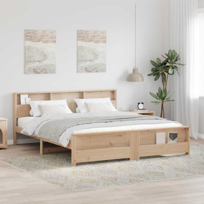 Estructura de cama Marrón 200 x 200 cm Madera maciza de pino