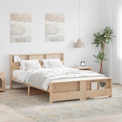 Estructura de cama Marrón 160 x 200 cm Madera maciza de pino