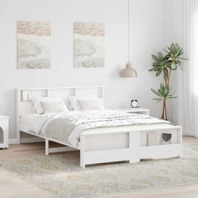 Estructura de cama Blanco 160 x 200 cm Madera maciza de pino