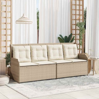 Banco de jardín con cojín Beige Poliratán