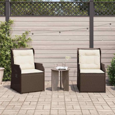 Banco de jardín con cojín 2 pcs Marrón Poliratán