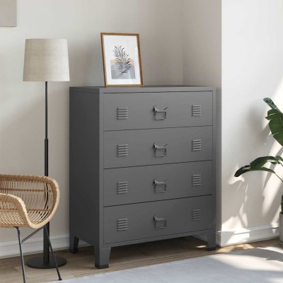 Cajonera industrial de metal gris antracita 78x40x93 cm