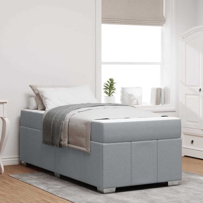 Estructura de cama con colchón Gris claro 80 x 200 cm tela