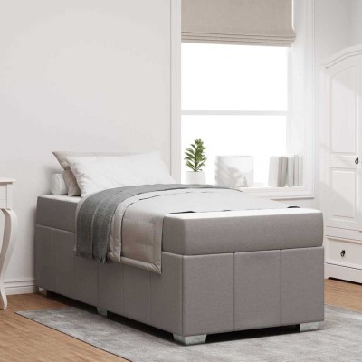 Estructura de cama con colchón Taupé 120 x 190 cm tela