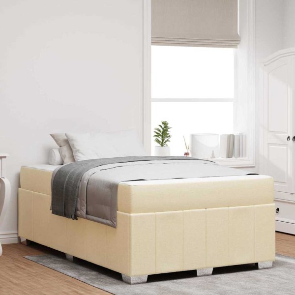 Estructura de cama con colchón Crema 120 x 190 cm tela