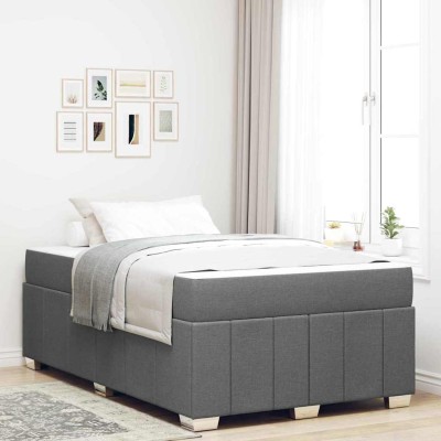 Estructura de cama con colchón Gris oscuro 120 x 200 cm tela