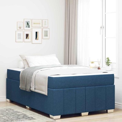 Estructura de cama con colchón Azul 120 x 200 cm tela