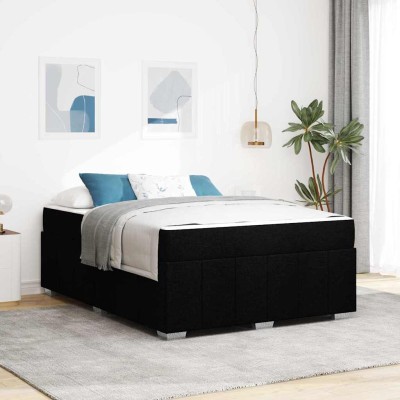 Estructura de cama con colchón Negro 140 x 200 cm tela