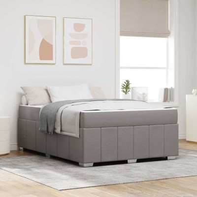 Estructura de cama con colchón Taupé 140 x 200 cm tela