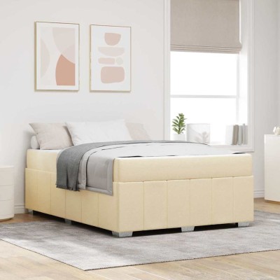 Estructura de cama con colchón Crema 140 x 200 cm tela