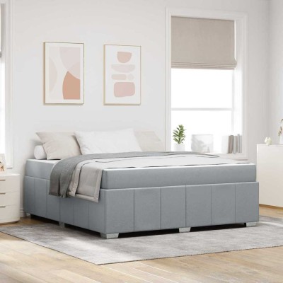 Estructura de cama con colchón Gris claro 180 x 200 cm tela