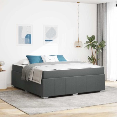 Estructura de cama con colchón Gris oscuro 180 x 200 cm tela