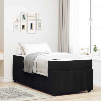 Estructura de cama con colchón Negro 80 x 200 cm Terciopelo