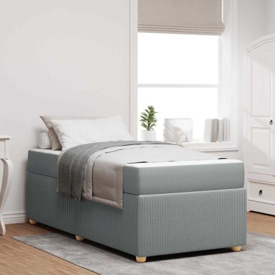 Estructura de cama con colchón Gris claro 90 x 190 cm tela