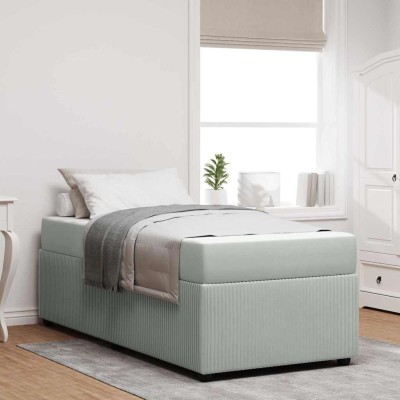 Estructura de cama con colchón Gris claro 90 x 200 cm