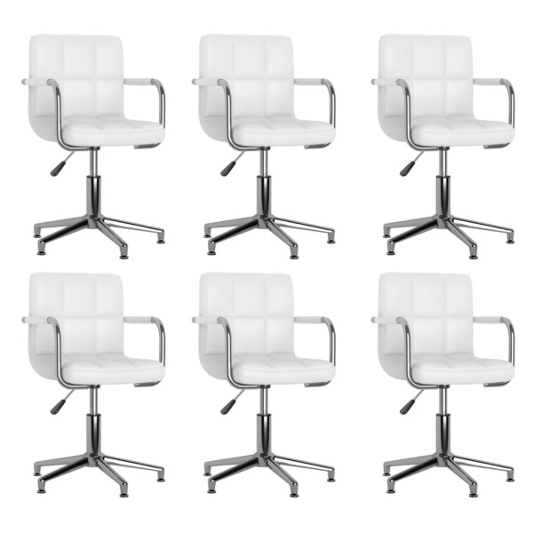 Sillas de comedor giratorias 6 unidades cuero sintético blanco
