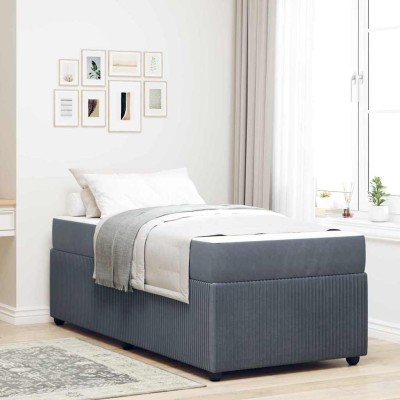 Estructura de cama con colchón Gris oscuro 90 x 200 cm