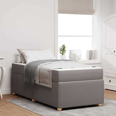 Estructura de cama con colchón Taupé 100 x 200 cm tela