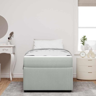 Estructura de cama con colchón Gris claro 100 x 200 cm
