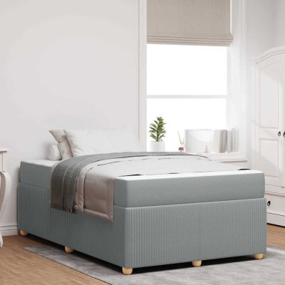 Estructura de cama con colchón Gris claro 120 x 190 cm tela