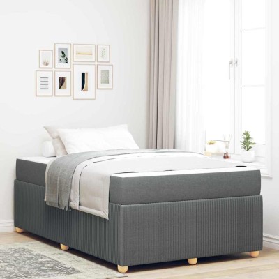 Estructura de cama con colchón Gris oscuro 120 x 200 cm tela