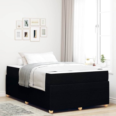 Estructura de cama con colchón Negro 120 x 200 cm tela