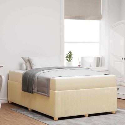 Estructura de cama con colchón Crema 120 x 200 cm tela