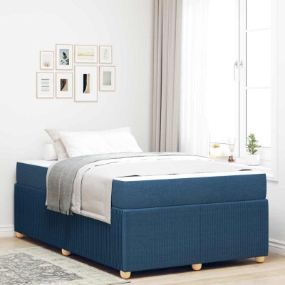 Estructura de cama con colchón Azul 120 x 200 cm tela