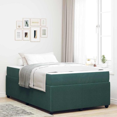 Estructura de cama con colchón Verde oscuro 120 x 200 cm