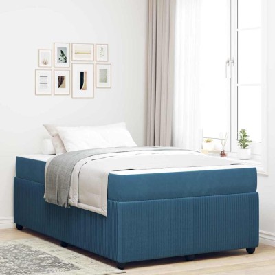 Estructura de cama con colchón Azul 120 x 200 cm Terciopelo