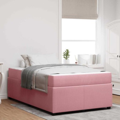 Estructura de cama con colchón Rosa 120 x 200 cm Terciopelo