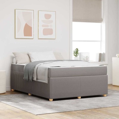 Estructura de cama con colchón Taupé 140 x 200 cm tela
