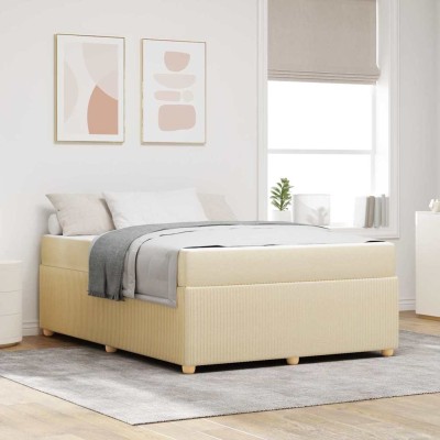 Estructura de cama con colchón Crema 140 x 200 cm tela