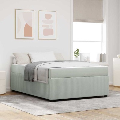 Estructura de cama con colchón Gris claro 140 x 200 cm