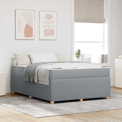 Estructura de cama con colchón Gris claro 160 x 200 cm tela