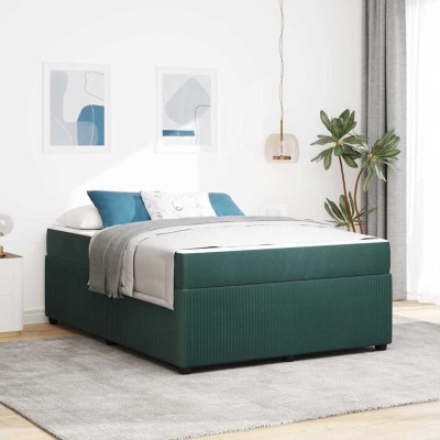 Estructura de cama con colchón Verde oscuro 160 x 200 cm