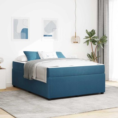 Estructura de cama con colchón Azul 160 x 200 cm Terciopelo