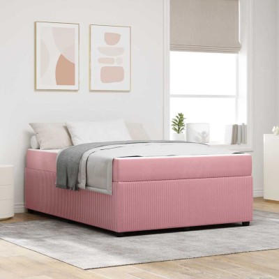 Estructura de cama con colchón Rosa 160 x 200 cm Terciopelo