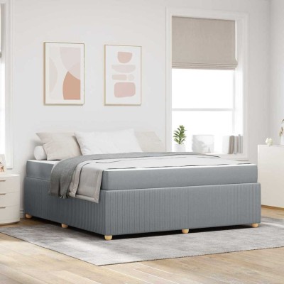 Estructura de cama con colchón Gris claro 180 x 200 cm tela