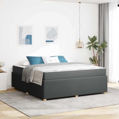 Estructura de cama con colchón Gris oscuro 180 x 200 cm tela