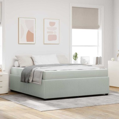 Estructura de cama con colchón Gris claro y blanco y gris claro