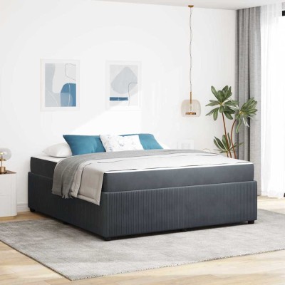 Estructura de cama con colchón Gris oscuro 180 x 200 cm
