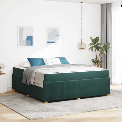 Estructura de cama con colchón Verde oscuro 180 x 200 cm